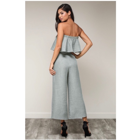 MayMay’s Two Piece Sage Crop Top & Culottes  Set - Picture 3 of 8